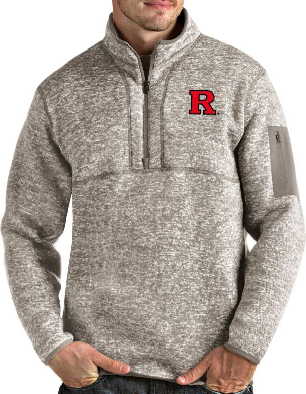 Antigua Men's Rutgers Scarlet Knights Oatmeal Fortune Pullover Black Jacket