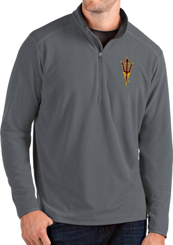 Antigua Men's Arizona State Sun Devils Grey Glacier Quarter-Zip Shirt