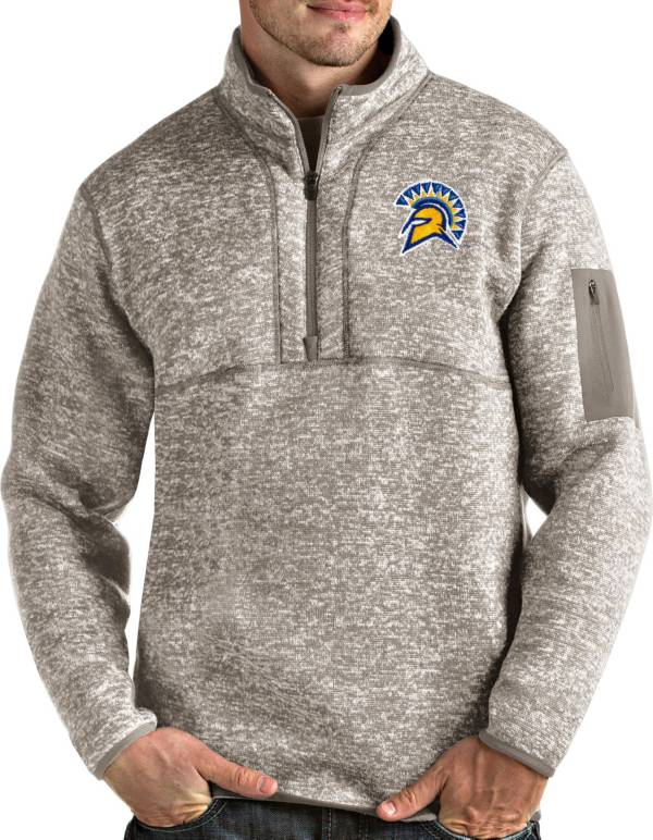 Antigua Men's San Jose State  Spartans Oatmeal Fortune Pullover Black Jacket product image