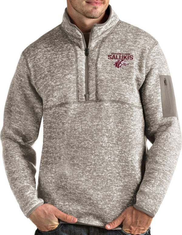 Antigua Men's Southern Illinois  Salukis Oatmeal Fortune Pullover Black Jacket product image