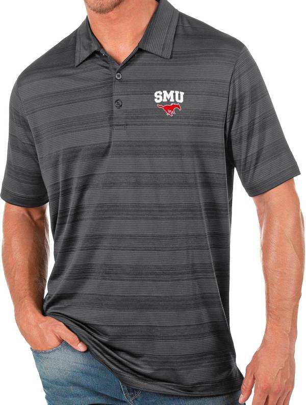 Antigua Men's Southern Methodist Mustangs Grey Compass Polo