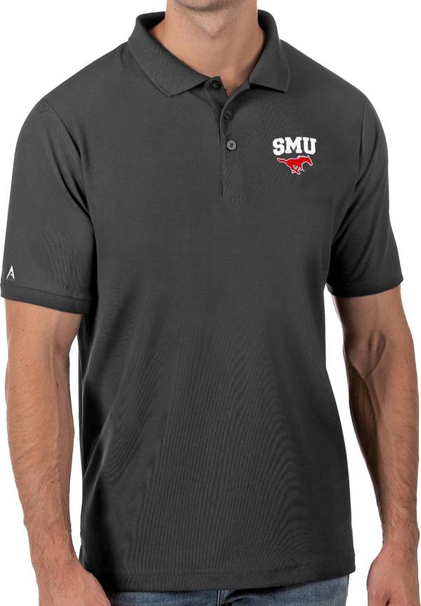 Antigua Men's Southern Methodist Mustangs Grey Legacy Pique Polo