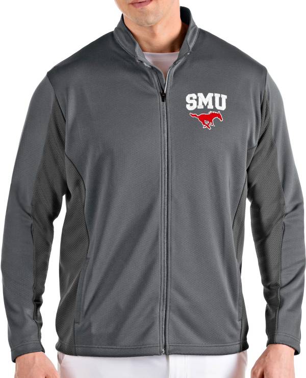 Antigua Men's Southern Methodist Mustangs Grey Passage Full-Zip Jacket