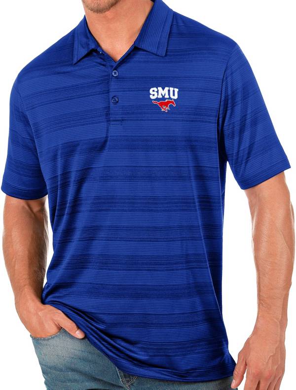 Antigua Men's Southern Methodist Mustangs Blue Compass Polo