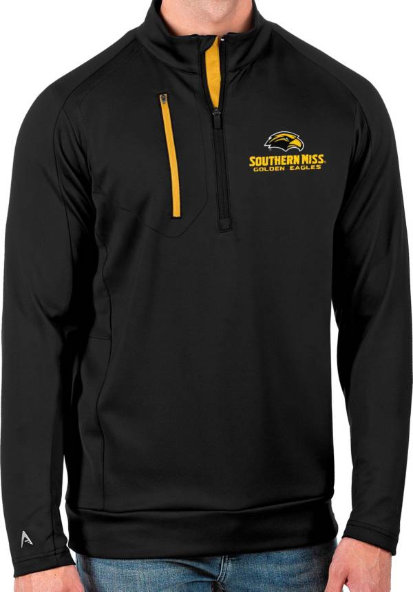 Antigua Men's Southern Miss Golden Eagles Black Generation Half-Zip Pullover Shirt