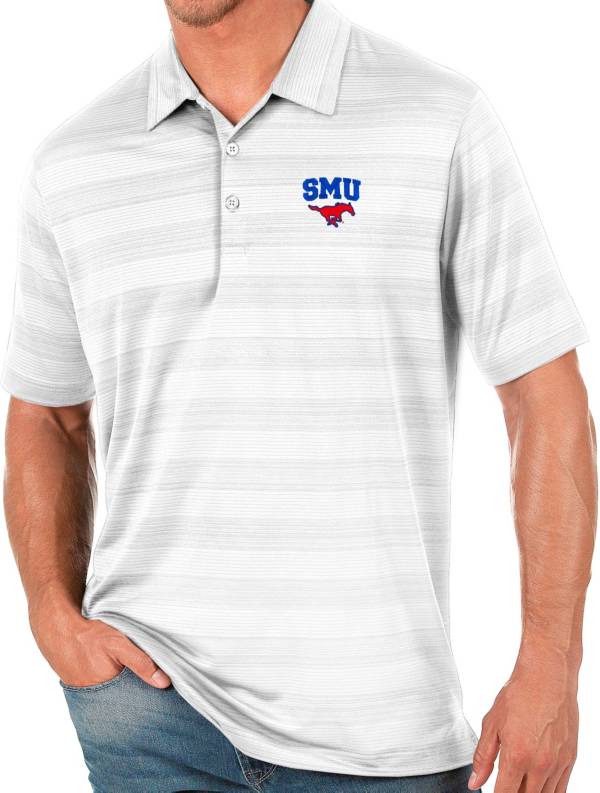 Antigua Men's Southern Methodist Mustangs White Compass Polo