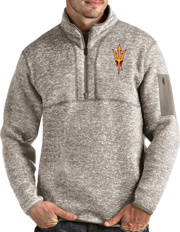 Antigua Men's Arizona State Sun Devils Oatmeal Fortune Pullover Black Jacket