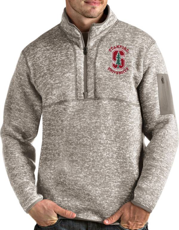 Antigua Men's Stanford Cardinal Oatmeal Fortune Pullover Black Jacket