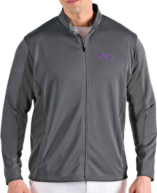 Antigua Men's TCU Horned Frogs Grey Passage Full-Zip Jacket