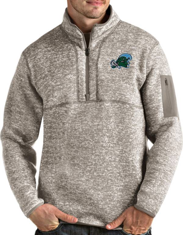 Antigua Men's Tulane Green Wave Oatmeal Fortune Pullover Black Jacket