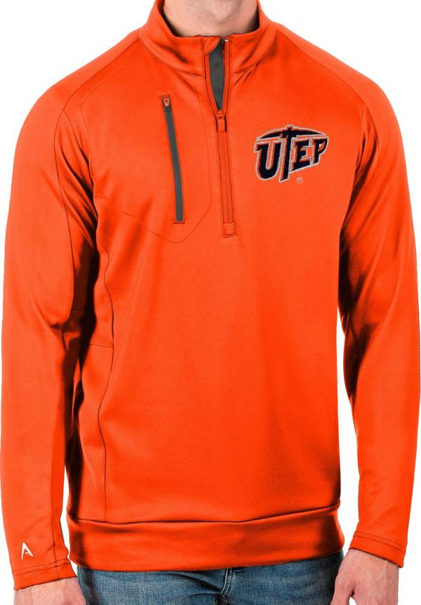 Antigua Men's UTEP Miners Blaze Orange Generation Half-Zip Pullover Shirt product image