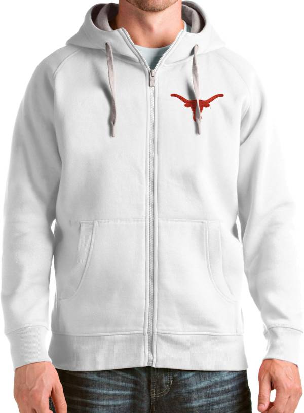 Antigua Men's Texas Longhorns Victory Full-Zip White Hoodie