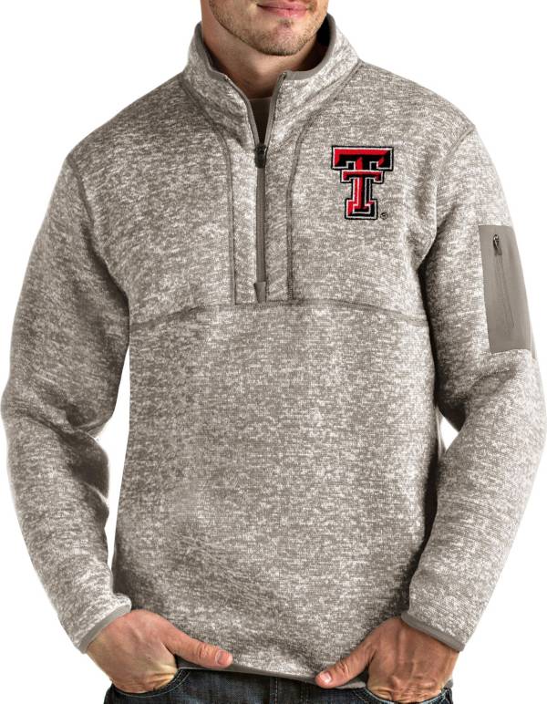 Antigua Men's Texas Tech Red Raiders Oatmeal Fortune Pullover Black Jacket