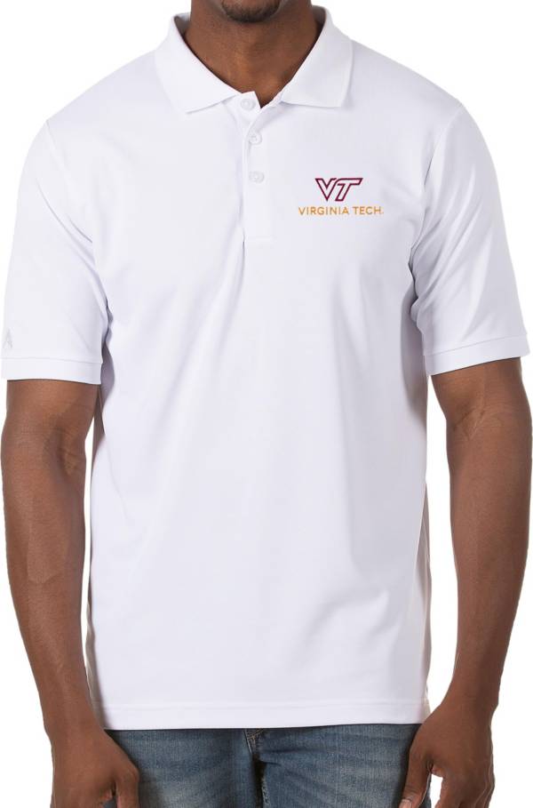 Antigua Men's Virginia Tech Hokies Legacy Pique White Polo