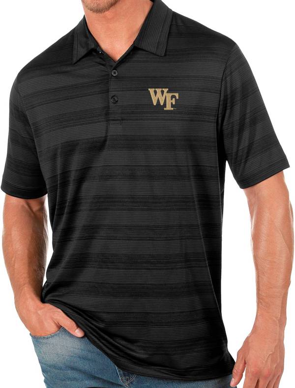 Antigua Men's Wake Forest Demon Deacons Black Compass Polo