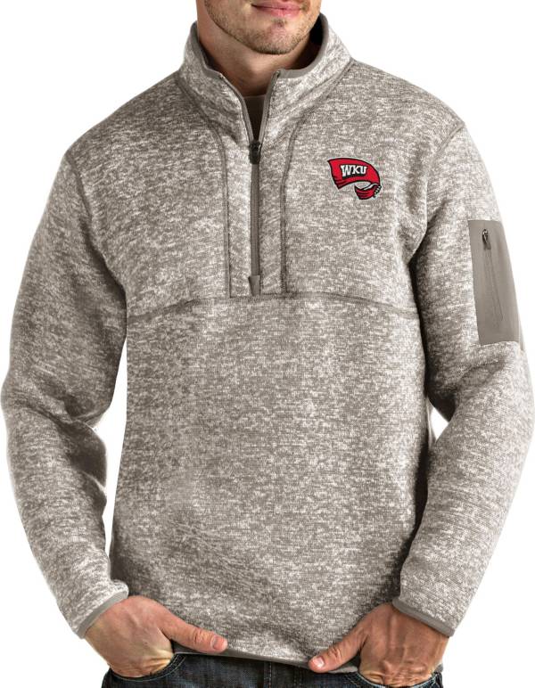 Antigua Men's Western Kentucky Hilltoppers Oatmeal Fortune Pullover Black Jacket product image