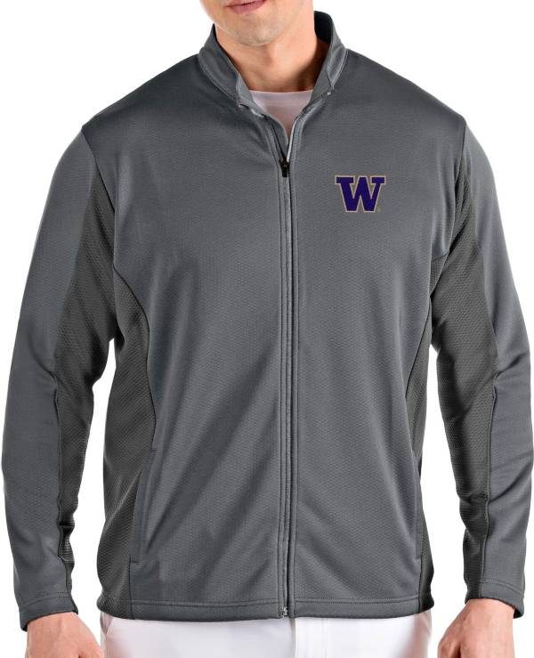 Antigua Men's Washington Huskies Grey Passage Full-Zip Jacket