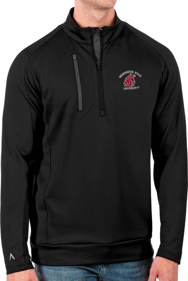 Antigua Men's Washington State Cougars Black Generation Half-Zip Pullover Shirt