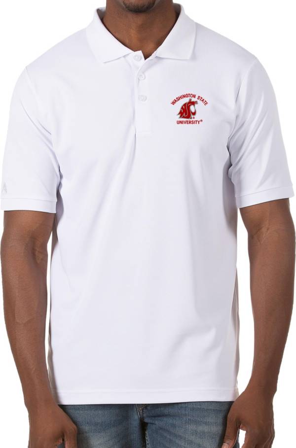 Antigua Men's Washington State Cougars Legacy Pique White Polo