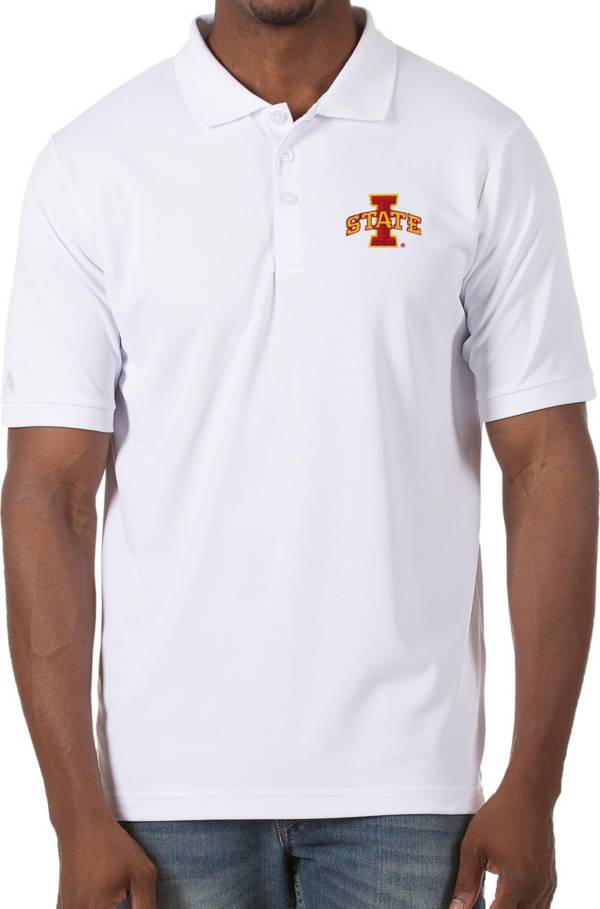 Antigua Men's Iowa State Cyclones Legacy Pique White Polo