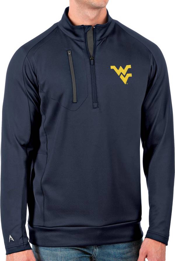 Antigua Men's West Virginia Mountaineers Blue Generation Half-Zip Pullover Shirt product image