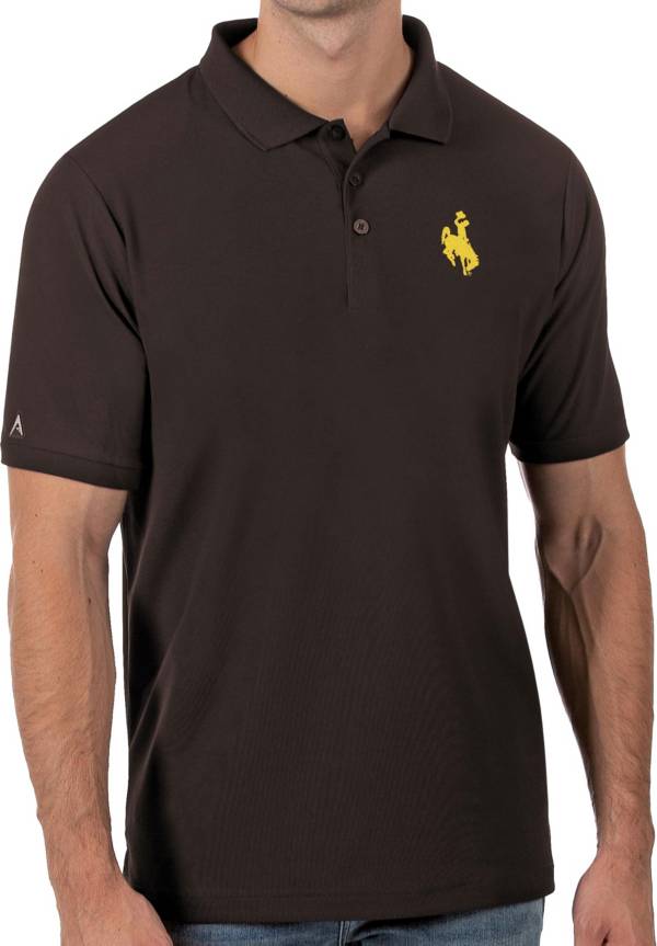 Antigua Men's Wyoming Cowboys Brown Legacy Pique Polo