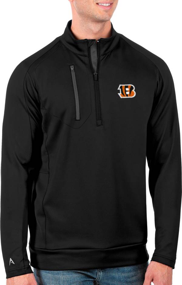 Antigua Men's Cincinnati Bengals Black Generation Half-Zip Pullover