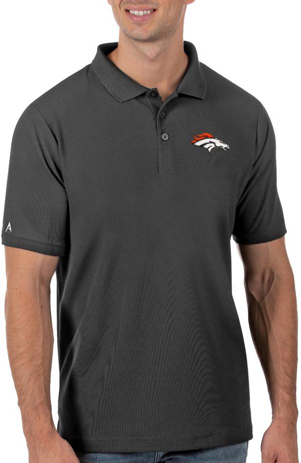 Antigua Men's Denver Broncos Grey Legacy Pique Polo