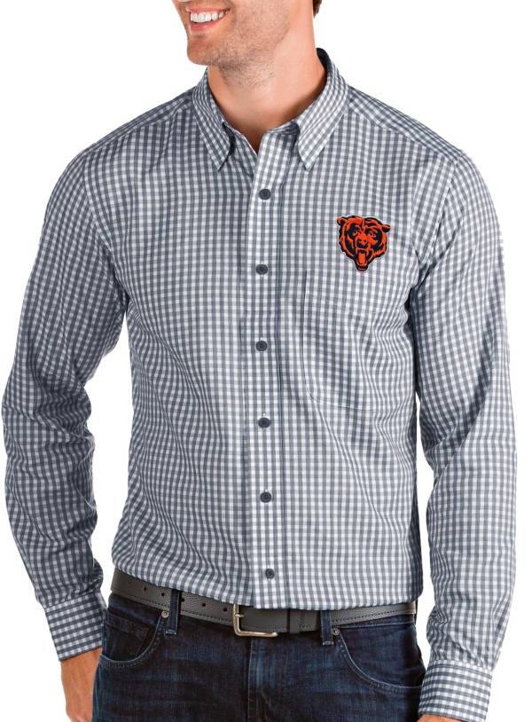 Antigua Men's Chicago Bears Navy Structure Button-Down Dress Shirt product image