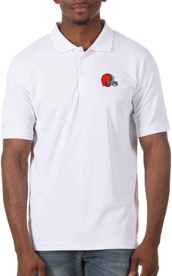 Antigua Men's Cleveland Browns Legacy Pique White Polo