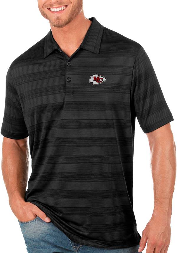 Antigua Men's Kansas City Chiefs Compass Black Polo