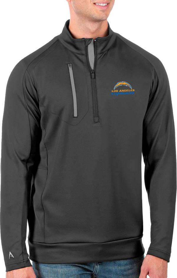 Antigua Men's Tall Los Angeles Chargers Carbon Generation Half-Zip Pullover