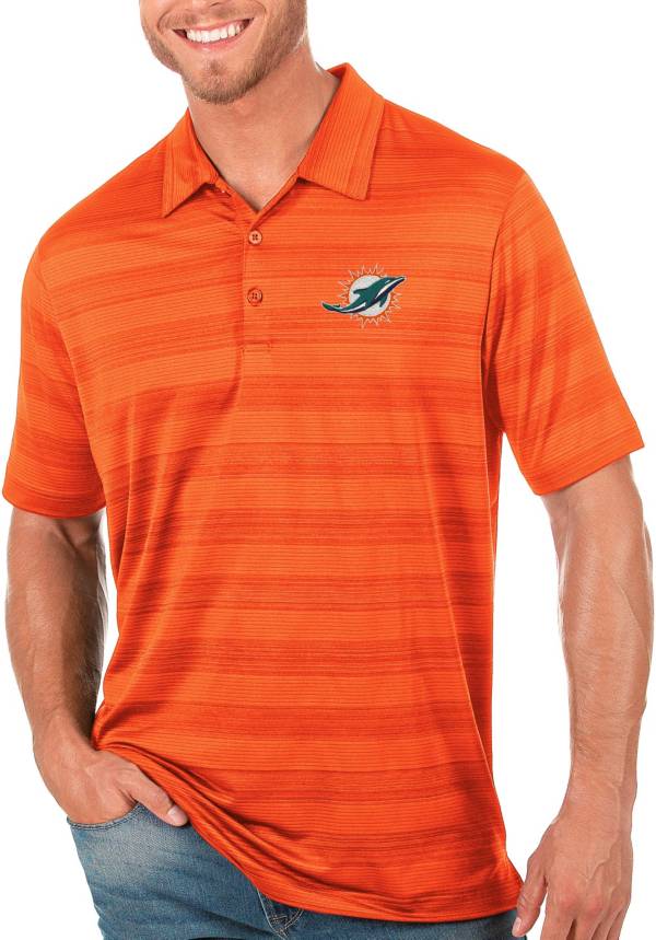 Antigua Men's Miami Dolphins Orange Compass Polo