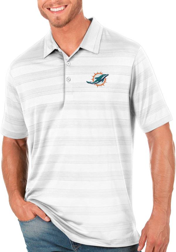 Antigua Men's Miami Dolphins Compass White Polo