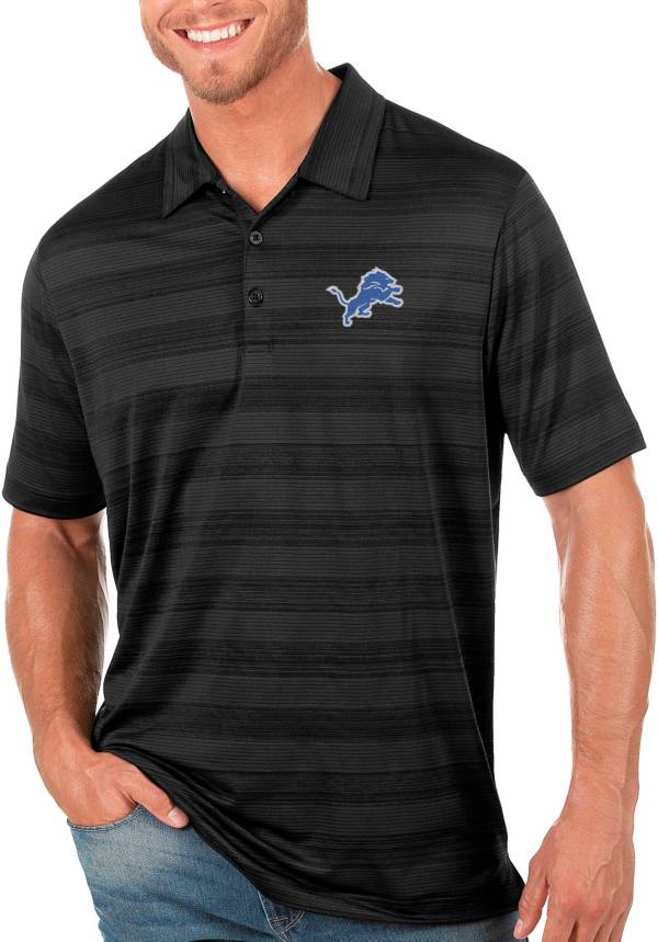 Antigua Men's Detroit Lions Compass Black Polo