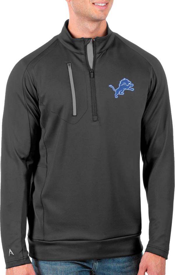 Antigua Men's Detroit Lions Grey Generation Half-Zip Pullover