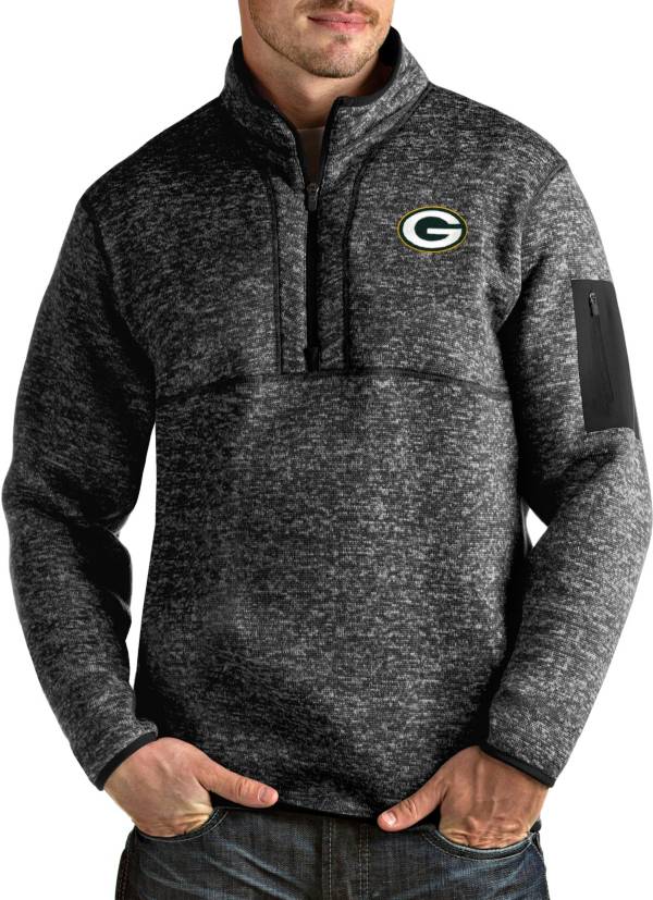 Antigua Men's Green Bay Packers Fortune Black Pullover Jacket