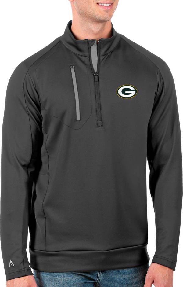 Antigua Men's Green Bay Packers Grey Generation Half-Zip Pullover