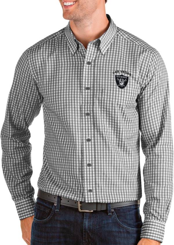 Antigua Men's Las Vegas Raiders Structure Button Down Collared Shirt