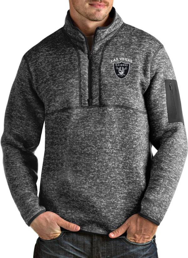 Antigua Men's Las Vegas Raiders Fortune Quarter-Zip Smoke Pullover