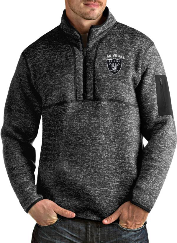 Antigua Men's Las Vegas Raiders Fortune Quarter-Zip Black Pullover