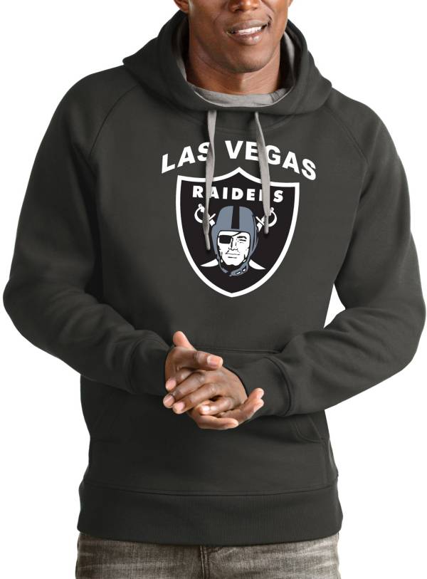 Antigua Men's Las Vegas Raiders Victory Charcoal Pullover Hoodie