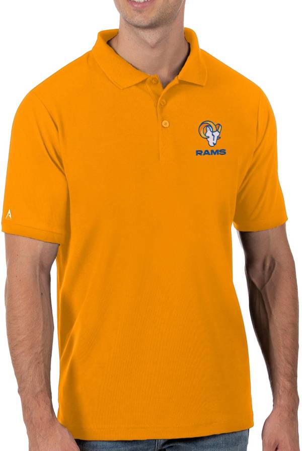 Antigua Men's Los Angeles Rams Gold Pique Xtra-Lite Polo