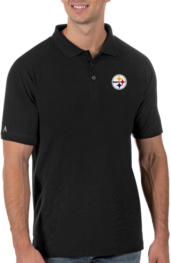 Antigua Men's Pittsburgh Steelers Legacy Pique Black Polo