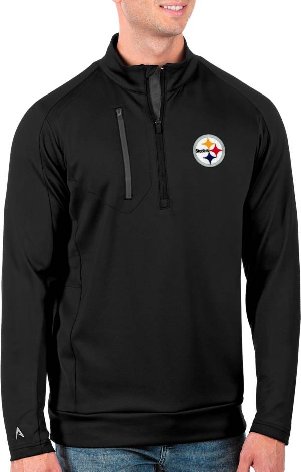 Antigua Men's Pittsburgh Steelers Black Generation Half-Zip Pullover