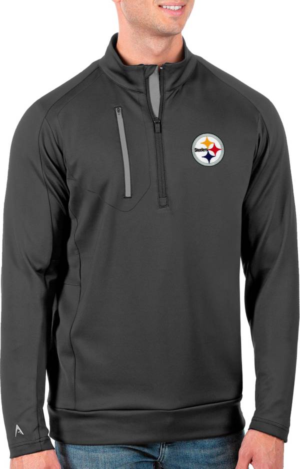 Antigua Men's Pittsburgh Steelers Grey Generation Half-Zip Pullover