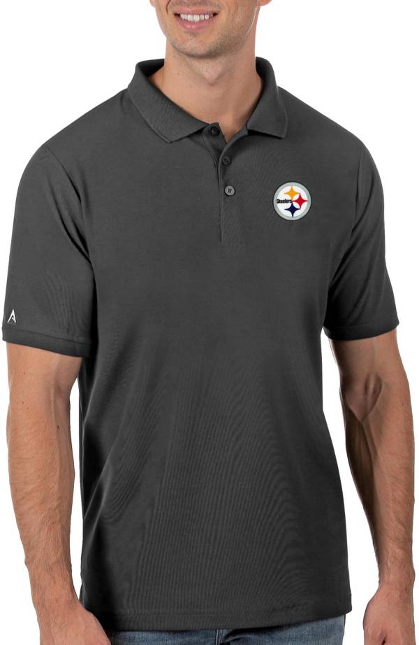 Antigua Men's Pittsburgh Steelers Grey Legacy Pique Polo product image
