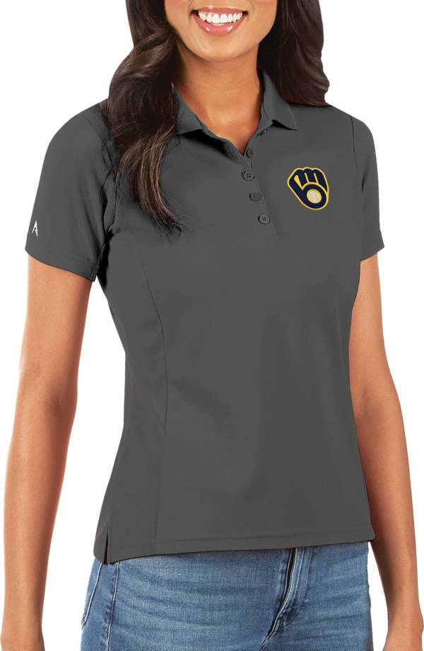 Antigua Women's Milwaukee Brewers Grey Legacy Pique Polo product image