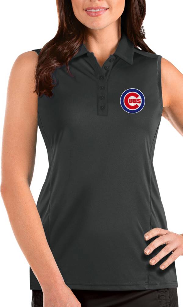 Antigua Women's Chicago Cubs Grey Tribute Sleeveless Polo