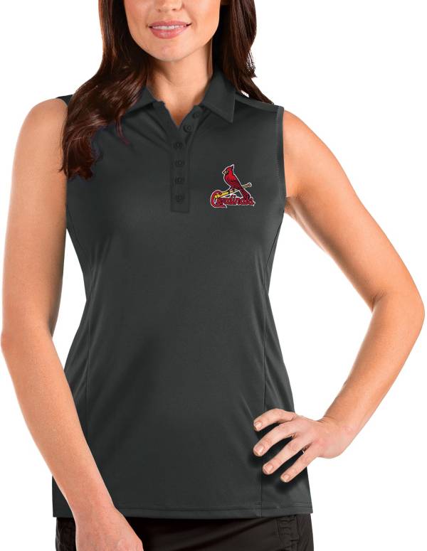 Antigua Women's St. Louis Cardinals Grey Tribute Sleeveless Polo